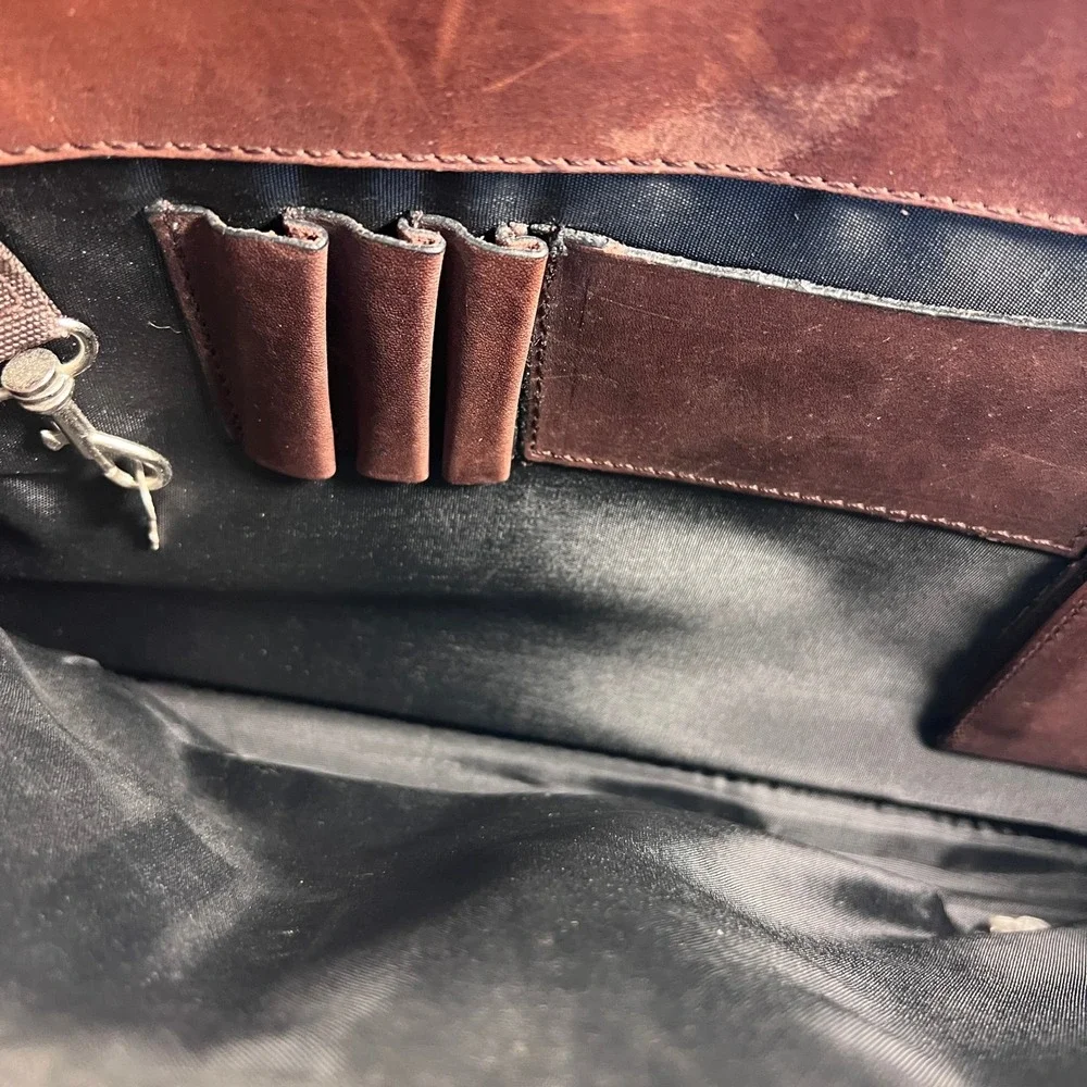 Dilana Briefcase Messenger Bag Mens Large Brown Solid Leather Satchel Vintage